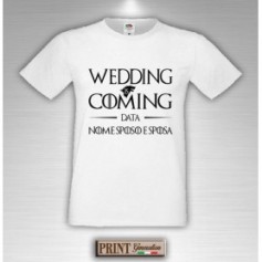 T-Shirt - WEDDING IS COMING - Addio al Celibato - Data e nome personalizzato