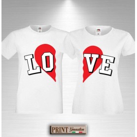 T-Shirt - LOVE CUORE A META' - Idea regalo - San Valentino