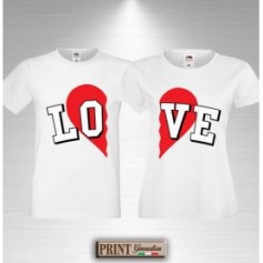 T-Shirt - LOVE CUORE A META' - Idea regalo - San Valentino