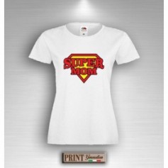 T-Shirt - SUPER MOM LOGO SUPERMAN - Idea regalo - Festa della mamma