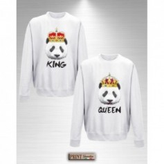 Felpa - PANDA KING QUEEN - Idea regalo - San Valentino - Coppia