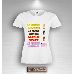 T-Shirt Frasi Divertenti BIONDA MORA ROSSA LA PATENTE SPARISCE Birra