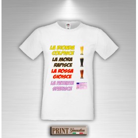 T-Shirt Frasi Divertenti BIONDA MORA ROSSA LA PATENTE SPARISCE Birra