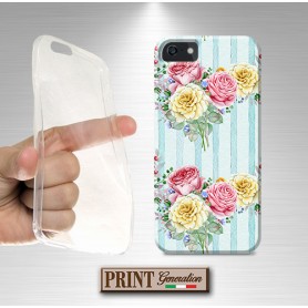 Cover striscia rose e fiori gialli Samsung