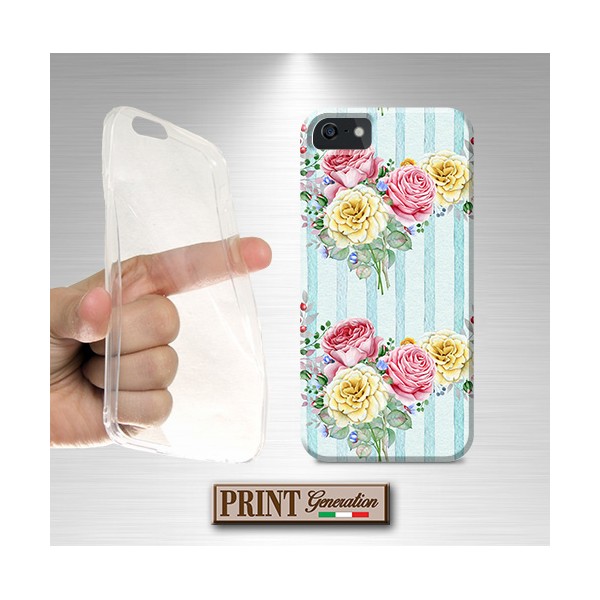 Cover striscia rose e fiori gialli LG