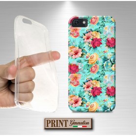 Cover Azzurro stickers colorati fantasia fiore iPhone