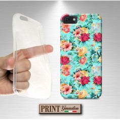 Cover Azzurro stickers colorati fantasia fiore iPhone