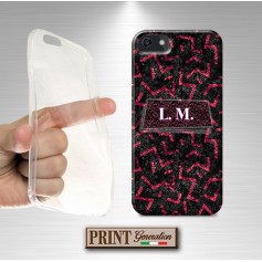 Cover stampata Effetto glitter brillantini fucsia LG