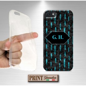 Cover stampata turchese con nome effetto glitter Samsung