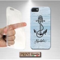 Cover stampata Ancora acqua azzurro effetto legno iPhone