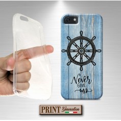 Cover stampata Never give up arrendersi mai effetto legno iPhone