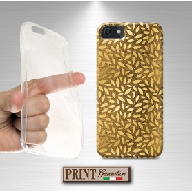 Cover stampata foglie oro collage effetto glitter Samsung