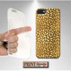 Cover stampata foglie oro collage effetto glitter Samsung