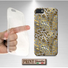 Cover stampata Leopardato fondo silver effetto glitter LG