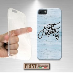 Cover stampata Just breath respiro effetto legno iPhone