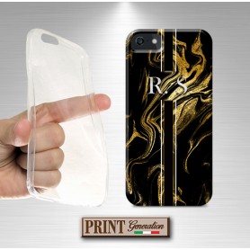 Cover stampata Marmo nero oro effetto glitter Samsung