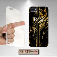 Cover stampata Marmo nero oro effetto glitter Huawei