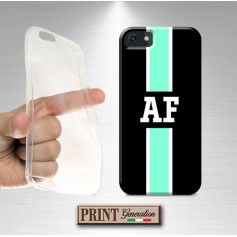 Cover Personalizzata iniziali nero bianco turchese iPhone