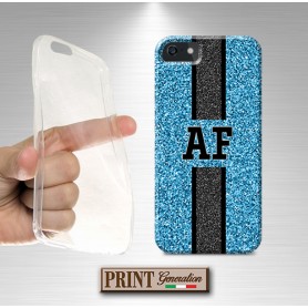 Cover Personalizzata monogramma azzurro unico striscia Samsung