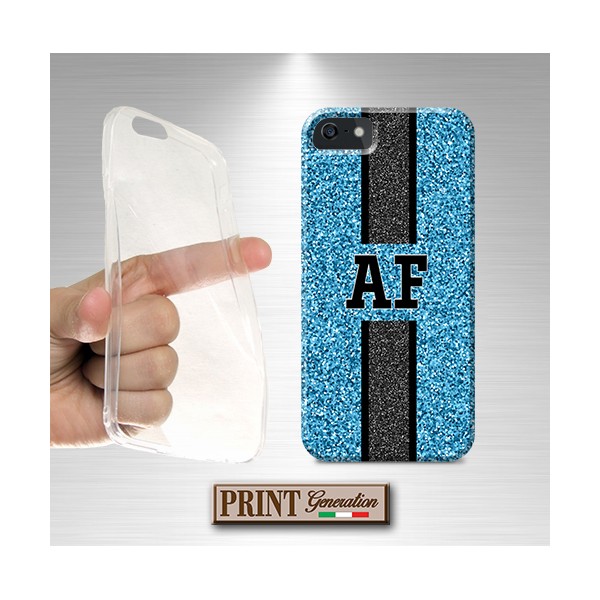 Cover Personalizzata monogramma azzurro unico striscia iPhone