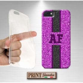 Cover stampata Personalizzata monogramma viola elegante effetto glitter Samsung