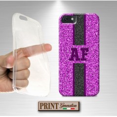 Cover stampata Personalizzata monogramma viola elegante effetto glitter Samsung