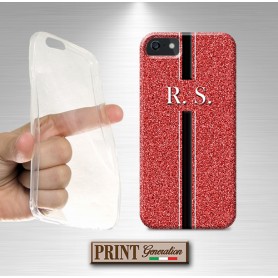 Cover Iniziali rossa brillantini Samsung