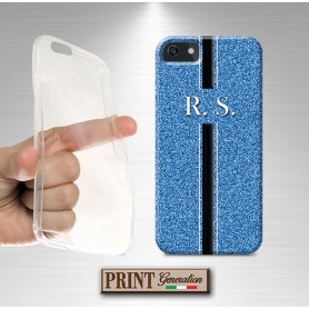 Cover Personalizzata glitterata azzurro Samsung