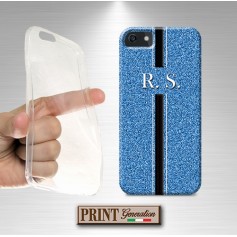 Cover stampata Personalizzata glitterata azzurro effetto strass Samsung