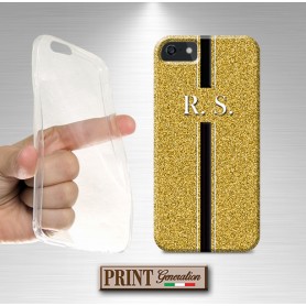 Cover Personalizzata oro monogramma bianco nero Samsung