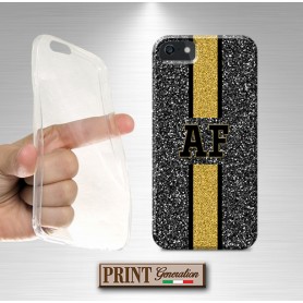 Cover Personalizzata monogramma brillantini chic oro Huawei