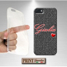 Cover stampata nome personalizzato brillantini cuore effetto glitter Samsung