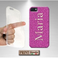 Cover stampata Personalizzata nome strass fucsia effetto glitter Samsung