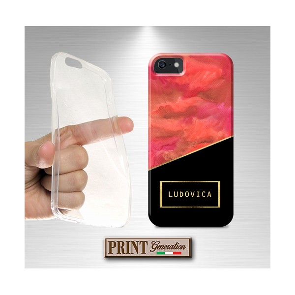 Cover Personalizzata nome oro dipinto rosso nero Huawei