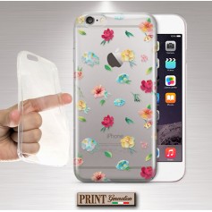 Cover trasparente collage fiori rose foglie rami iPhone