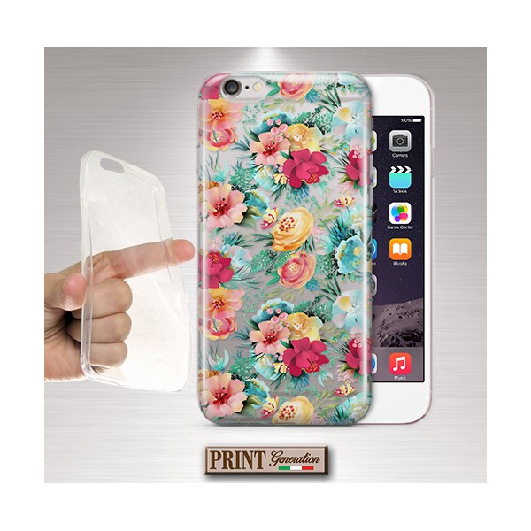 Cover trasparente stickers floreale colorato Wiko