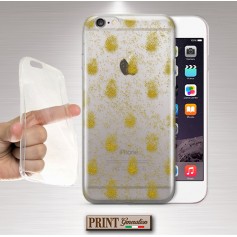 Cover stampata trasparente brillantini oro strass effetto glitter Wiko