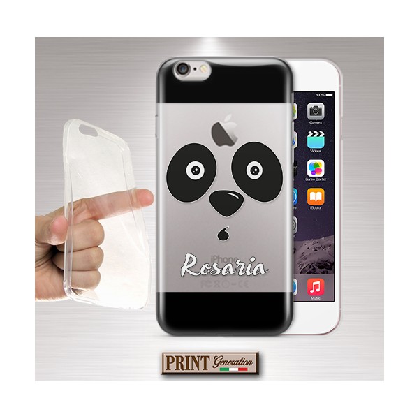 Cover trasparente personalizzata nome panda nero Samsung