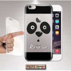 Cover trasparente personalizzata nome panda nero Samsung