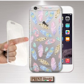 Cover trasparente piume arcobaleno iPhone