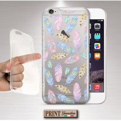 Cover trasparente piume arcobaleno iPhone