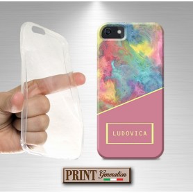 Cover Personalizzata nome giallo arcobaleno Huawei