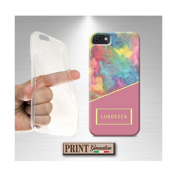 Cover Personalizzata nome giallo arcobaleno iPhone