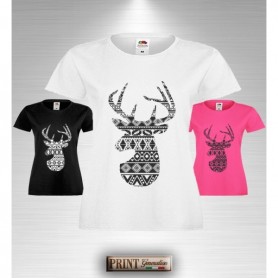 T-Shirt - DEER - CERVO ORIENTALE BIANCO E NERO