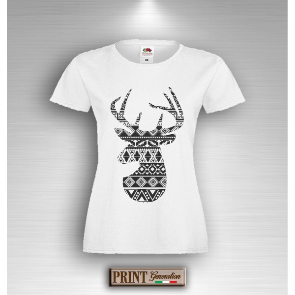 T-Shirt - DEER - CERVO ORIENTALE BIANCO E NERO