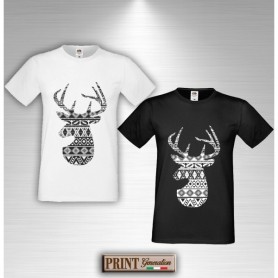 T-Shirt - DEER - CERVO ORIENTALE BIANCO E NERO