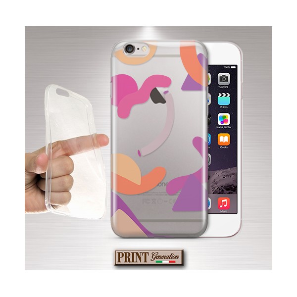 Cover - 'ASTRATTO rosa'  forme figure colorito Memphis style 80s TRASPARENTE SAMSUNG