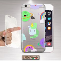 Cover - 'ASTRO UNICORN' unicorno pianeti arcobaleno carino colorito TRASPARENTE SAMSUNG