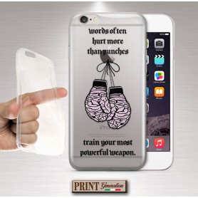 Cover- 'BOX GLOVES brain punches' TRASPARENTE guantoni da boxe frasi tumblr aesthetic cervello sports HUAWEI