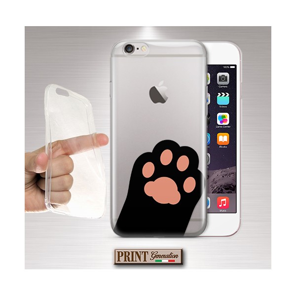 Cover - 'CAT PAW trasp' gatto carino trasparente minismalista zampa SAMSUNG